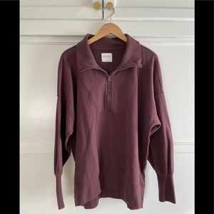 A&F Split-hem Tunic 3/4 Zip Sweatshirt